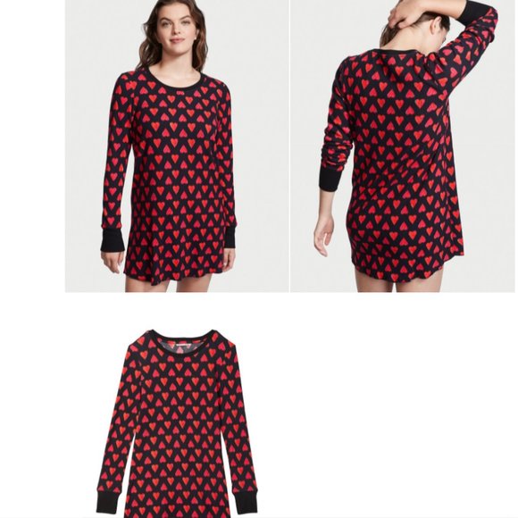 Hearts ❤️ VS XL Thermal Sleepshirt Black Heart Perfect for Valentine’s Day NWT - Picture 3 of 15